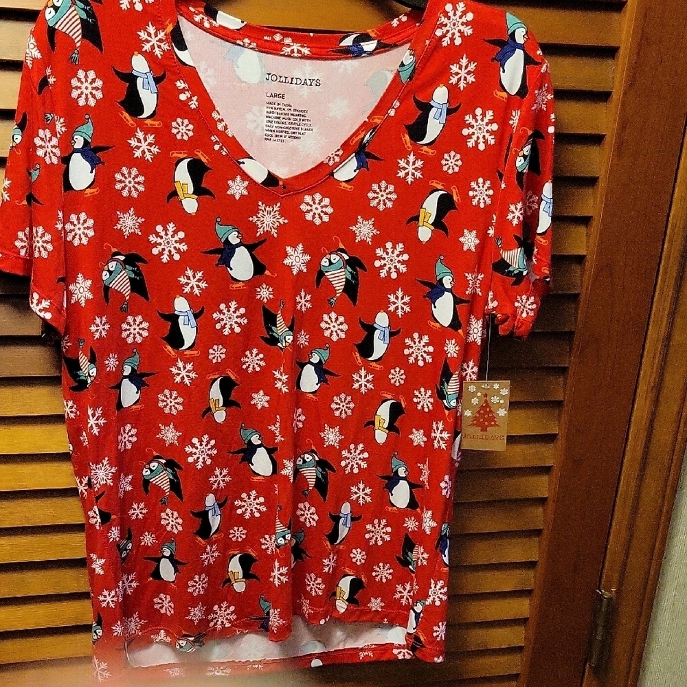 Jollidays Large Red Penguin Short Sleeve T-Shirt
